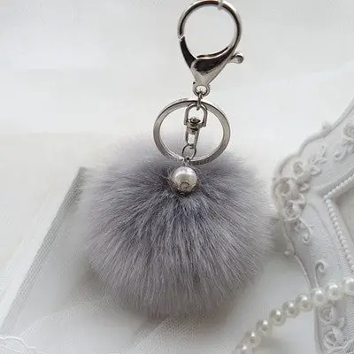 Fluffy Ball Keychain Cute Pompom Simulation Rabbit Fur Ball Key Chain For Car Key Ring Car Bag Pendant Chaveiro 5