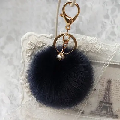Fluffy Ball Keychain Cute Pompom Simulation Rabbit Fur Ball Key Chain For Car Key Ring Car Bag Pendant Chaveiro 7