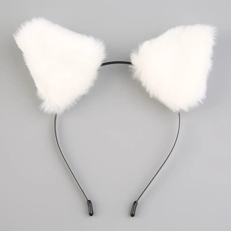 Fluffy Cosplay Halloween Party Cat Faux Fox Fur Ears Costume Hairpin Hairband Blackwhitepurpleleopardblackpink 1