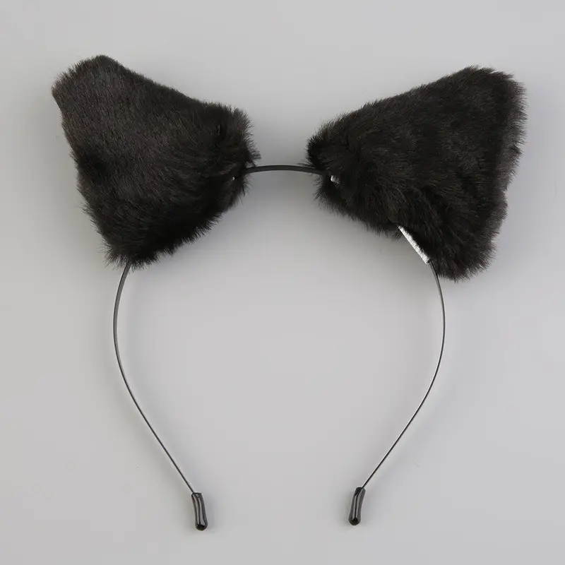 Fluffy Cosplay Halloween Party Cat Faux Fox Fur Ears Costume Hairpin Hairband Blackwhitepurpleleopardblackpink 4