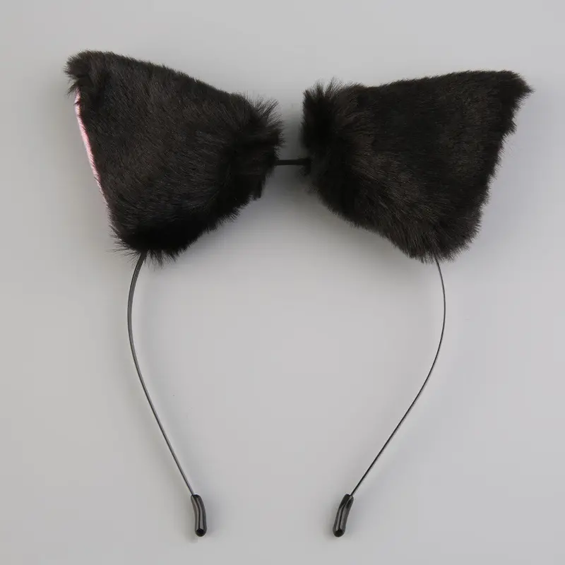 Fluffy Cosplay Halloween Party Cat Faux Fox Fur Ears Costume Hairpin Hairband Blackwhitepurpleleopardblackpink 7