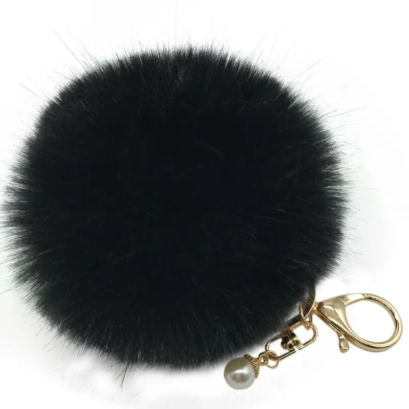 Fluffy Faux Rabbit Fur Ball Keychain Women Porta Chiavi Bag Gift Silver Key Chain Fluffy Car Keychain Llaveros Feida 1