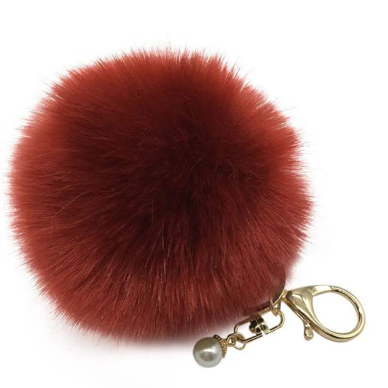 Fluffy Faux Rabbit Fur Ball Keychain Women Porta Chiavi Bag Gift Silver Key Chain Fluffy Car Keychain Llaveros Feida 10
