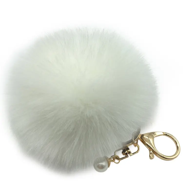 Fluffy Faux Rabbit Fur Ball Keychain Women Porta Chiavi Bag Gift Silver Key Chain Fluffy Car Keychain Llaveros Feida 11