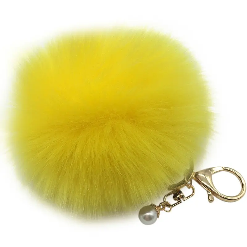 Fluffy Faux Rabbit Fur Ball Keychain Women Porta Chiavi Bag Gift Silver Key Chain Fluffy Car Keychain Llaveros Feida 12