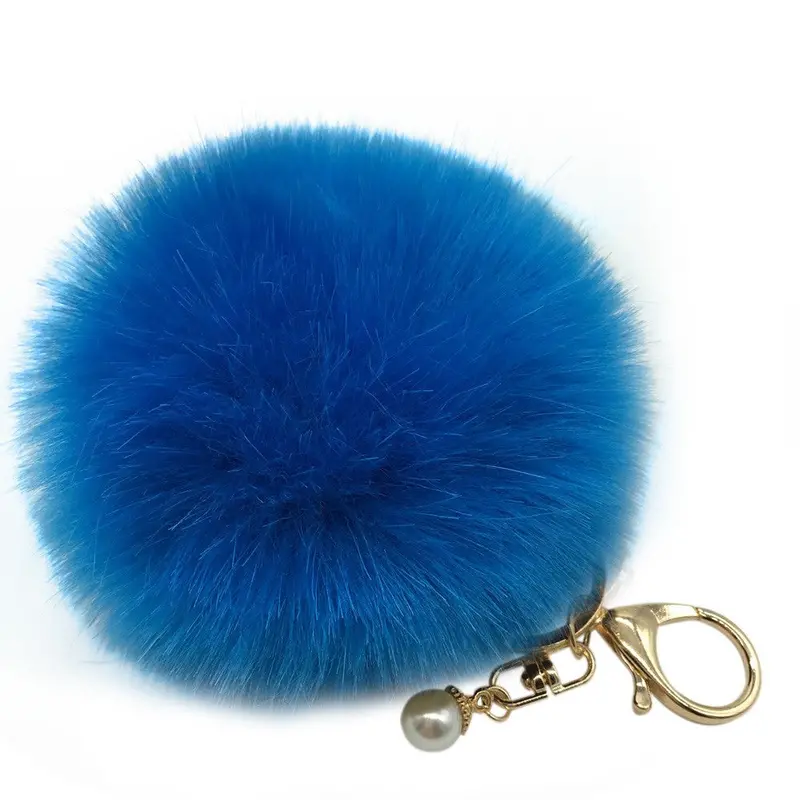 Fluffy Faux Rabbit Fur Ball Keychain Women Porta Chiavi Bag Gift Silver Key Chain Fluffy Car Keychain Llaveros Feida 2