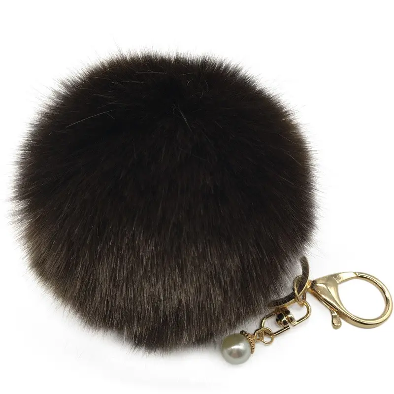 Fluffy Faux Rabbit Fur Ball Keychain Women Porta Chiavi Bag Gift Silver Key Chain Fluffy Car Keychain Llaveros Feida 3