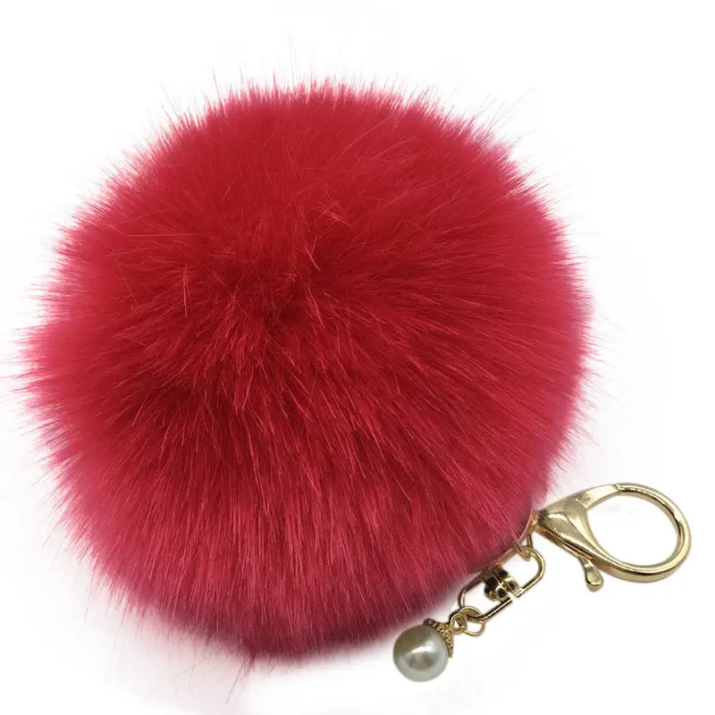 Fluffy Faux Rabbit Fur Ball Keychain Women Porta Chiavi Bag Gift Silver Key Chain Fluffy Car Keychain Llaveros Feida 6