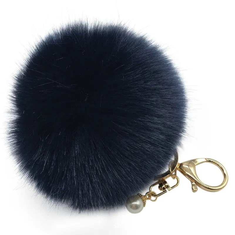 Fluffy Faux Rabbit Fur Ball Keychain Women Porta Chiavi Bag Gift Silver Key Chain Fluffy Car Keychain Llaveros Feida 7