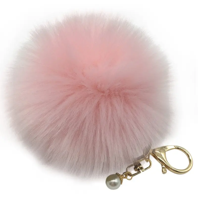 Fluffy Faux Rabbit Fur Ball Keychain Women Porta Chiavi Bag Gift Silver Key Chain Fluffy Car Keychain Llaveros Feida 8