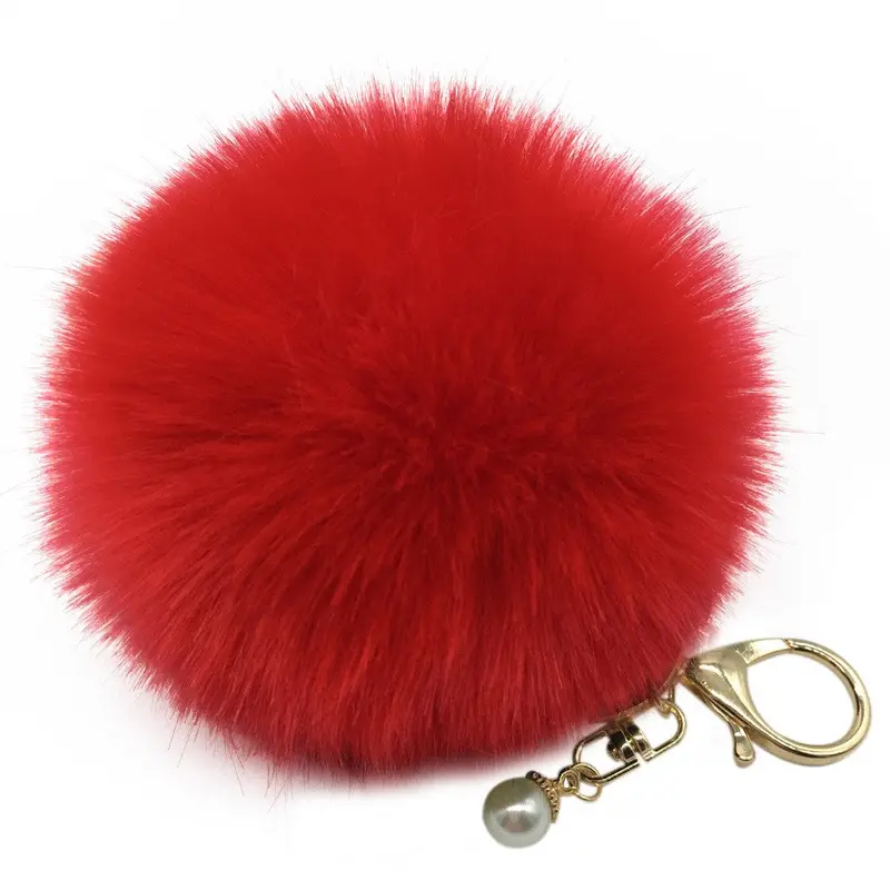 Fluffy Faux Rabbit Fur Ball Keychain Women Porta Chiavi Bag Gift Silver Key Chain Fluffy Car Keychain Llaveros Feida 9