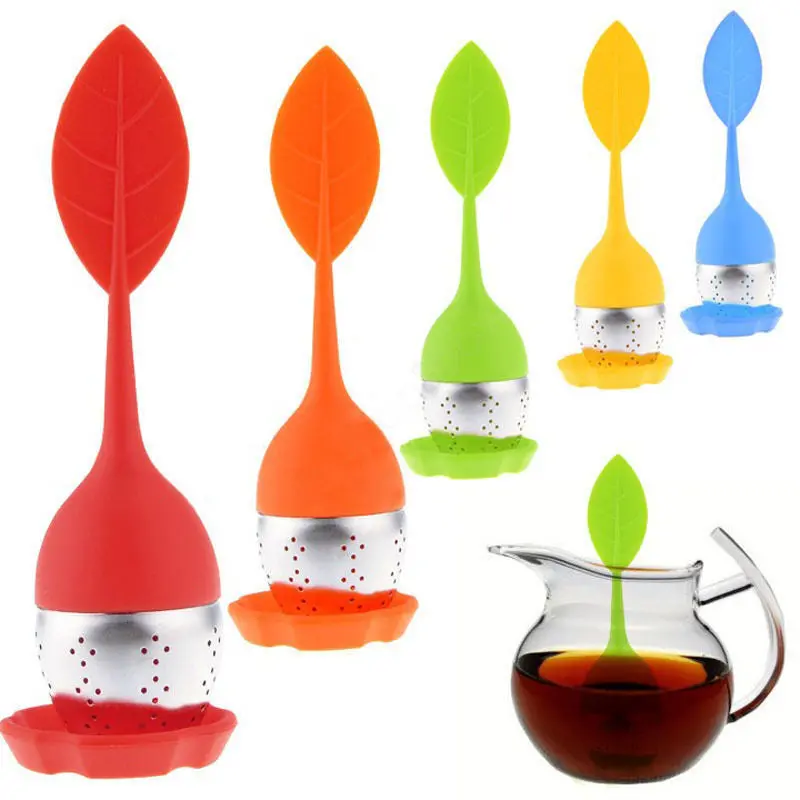 Food-Grade Silicone Stainless Steel Leaf Tea Leaf Strainer Herbal Spice Infuser Tea Filter 70973 1