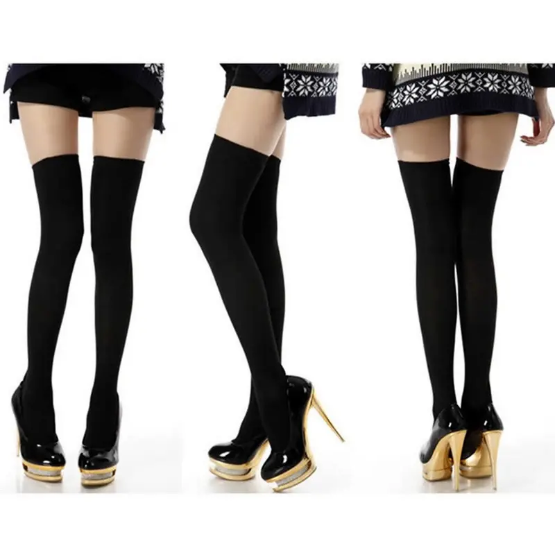 Forladies Girls 55Cm Knee Thigh High Cotton Stockings Leggings 1