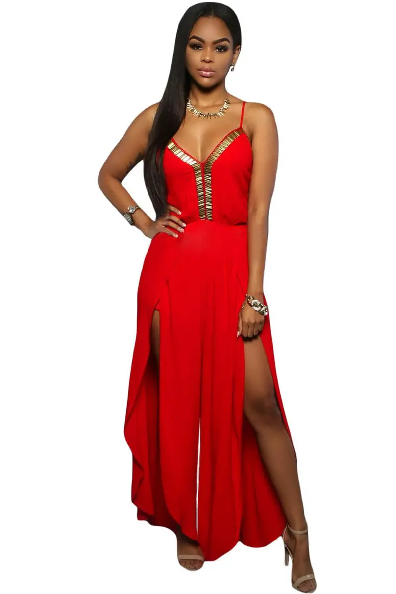Formal Wide Leg Slit Jumpsuit Sexy Club Party Jumpsuit Sleeveless White Rompers Jumpsuit Long Pants 7