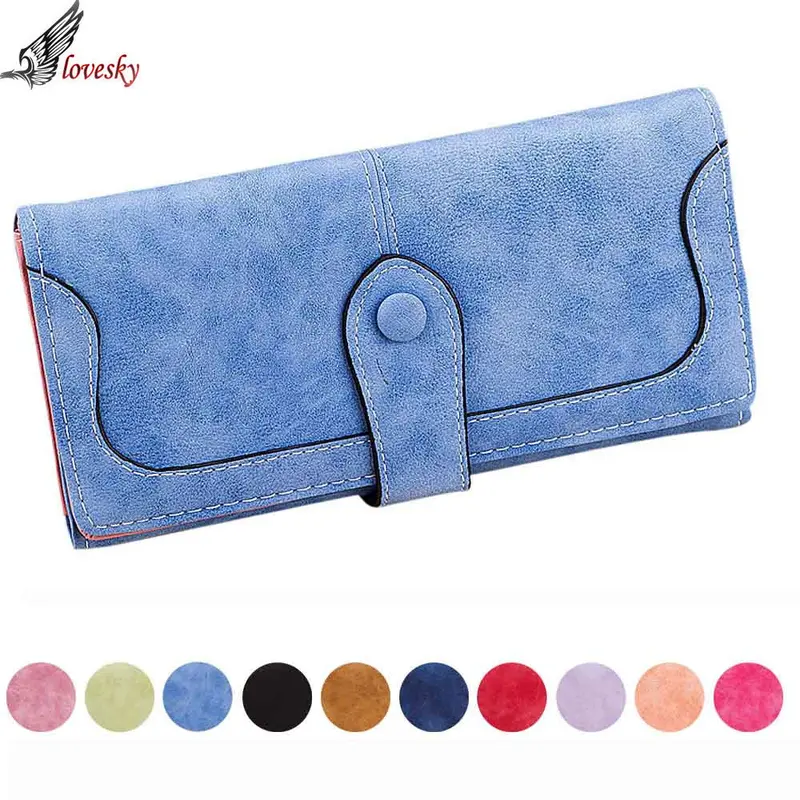 Forward 10 Colors Style Business Pu Leather Bifold Retro Wallet Multi-Card Position Two Fold Wallet Lady Long Purse 1