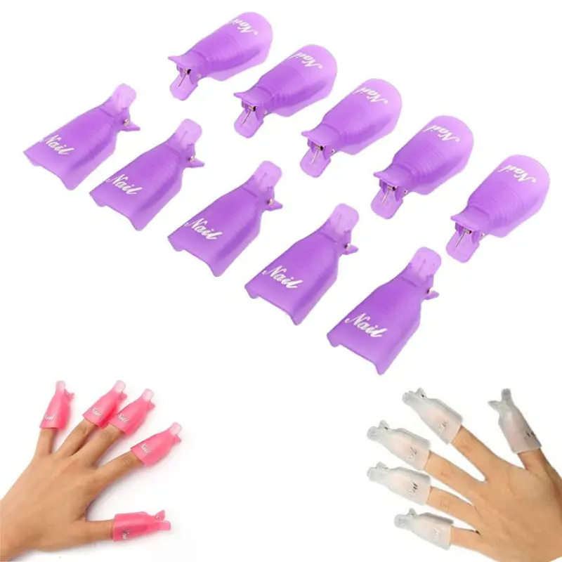Forward 10Pcs Plastic Nail Art Soak Off Cap Clip Uv Gel Polish Remover Wrap Tool Cosmetics 1