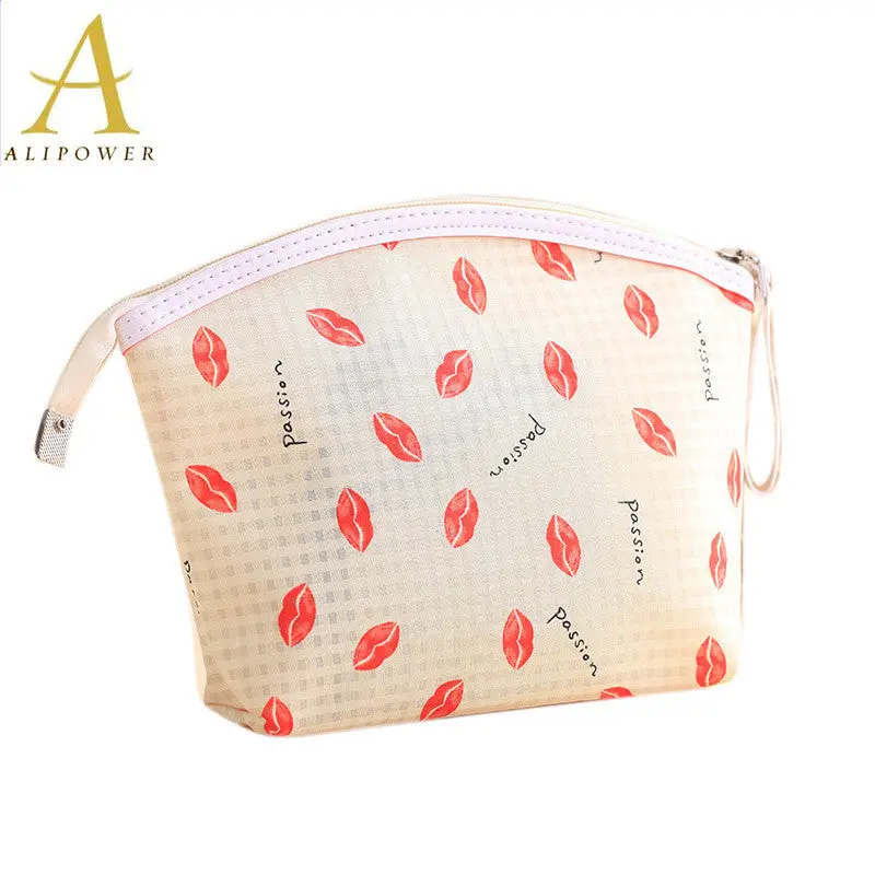 Forward 5 Color Women Mini Portable Pu Leather Travel Cosmetic Bag Lip Print Makeup Case Pouch Toiletry Wash Organizer 1