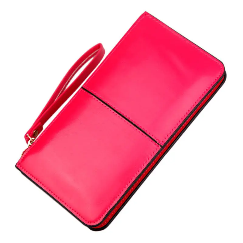 Forward 7 Colors Retro Long Card Holder Purse Leather Stitching Lady Women Wallet Bag 1