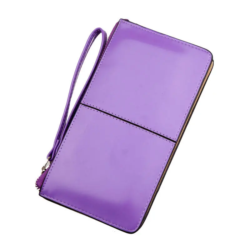 Forward 7 Colors Retro Long Card Holder Purse Leather Stitching Lady Women Wallet Bag 2