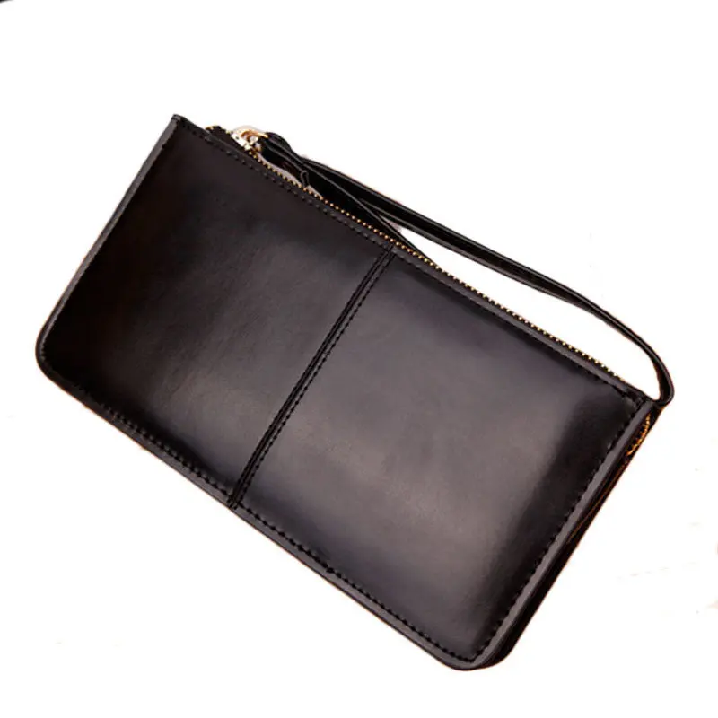 Forward 7 Colors Retro Long Card Holder Purse Leather Stitching Lady Women Wallet Bag 3