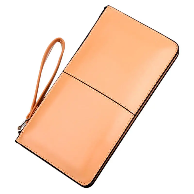 Forward 7 Colors Retro Long Card Holder Purse Leather Stitching Lady Women Wallet Bag 5
