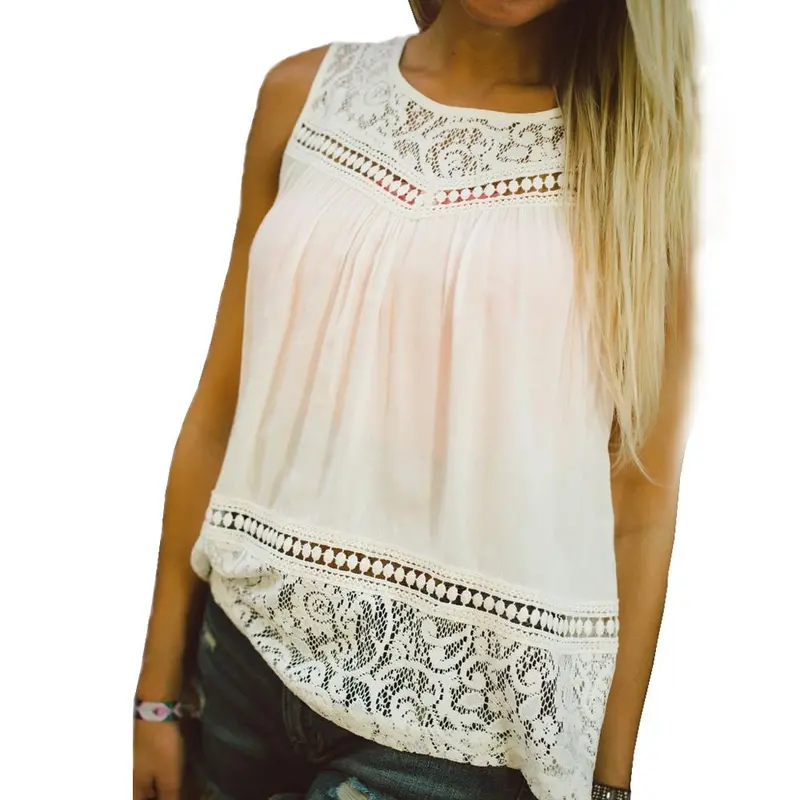 Forward Casual Women Lace Splice Vest Top Sexy Sleeveless Blouse Tank Tops 1