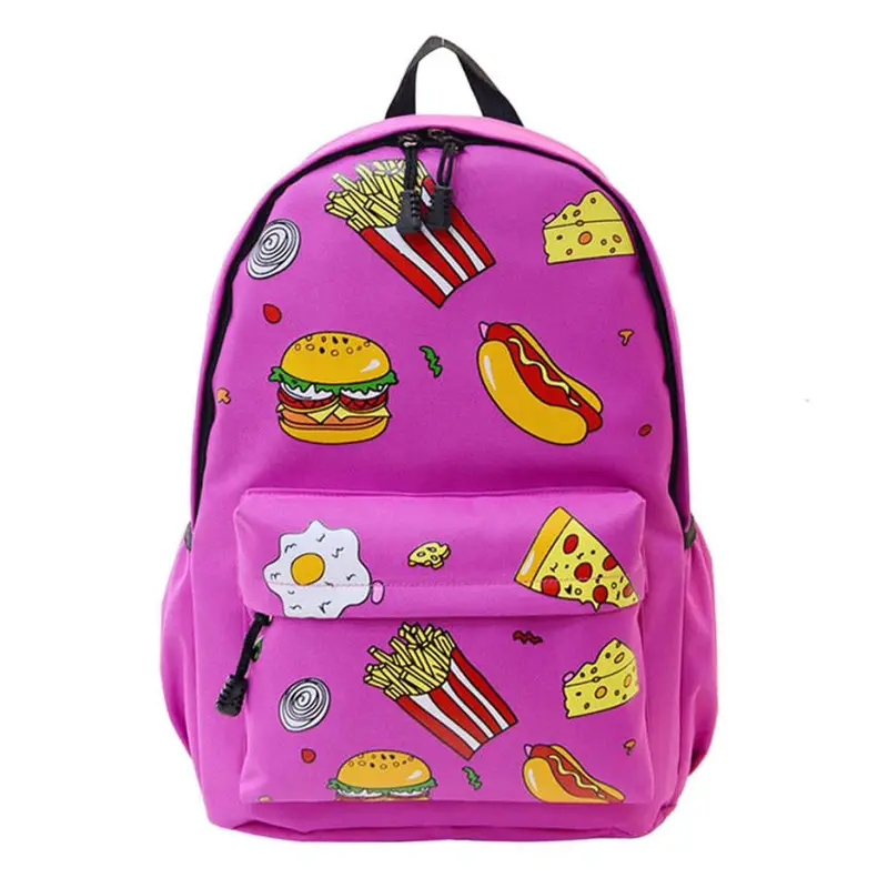 Forward Cute Design Double-Shoulder Canvas Hamburger Backpack Schoolbag Mujer Mochila Escolar Feminina Fast 3