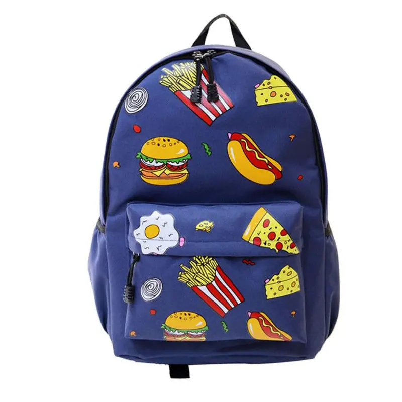 Forward Cute Design Double-Shoulder Canvas Hamburger Backpack Schoolbag Mujer Mochila Escolar Feminina Fast 4