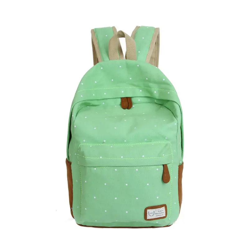 Forward Double-Shoulder Girls Canvas Dots Schoolbag Students Backpacks 4