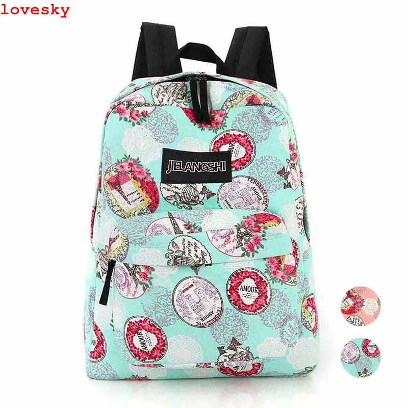 Forward Girl Canvas Rucksack Backpack School Bag Book Zipper Shoulder Bag 1