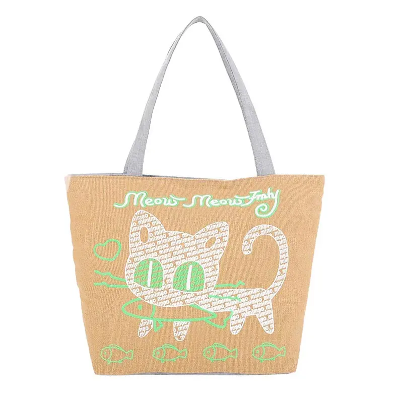 Forward Girl Women Cute Cartoon Cat Bags Shoulder Bag Canvas Casual Hbag 3