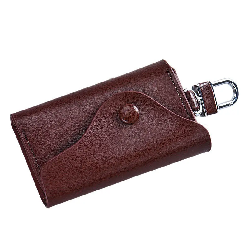 Forward Key Chain Men Pu Leather Solid Color Car Key Chain Holder 6 Ring Pouch Case Housekeeper 2