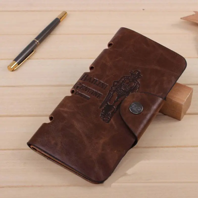 Forward Mens Pu Leather Long Wallets Famous Pockets Id Card Clutch Bifold Purse Brown 2