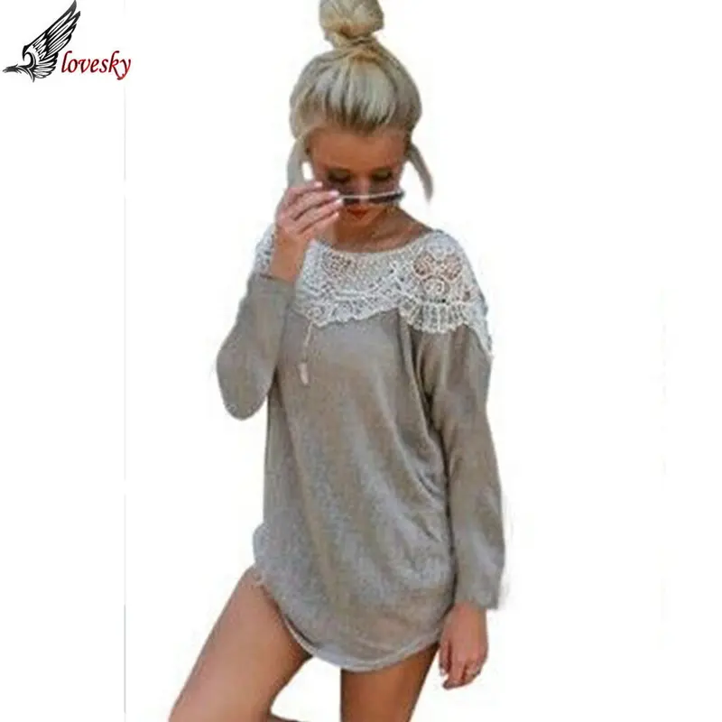 Forward Style Women Long Sleeve Shirt Lace Blouse Loose Cotton Longer Section Tops Shirt Plus Size Blouse 1