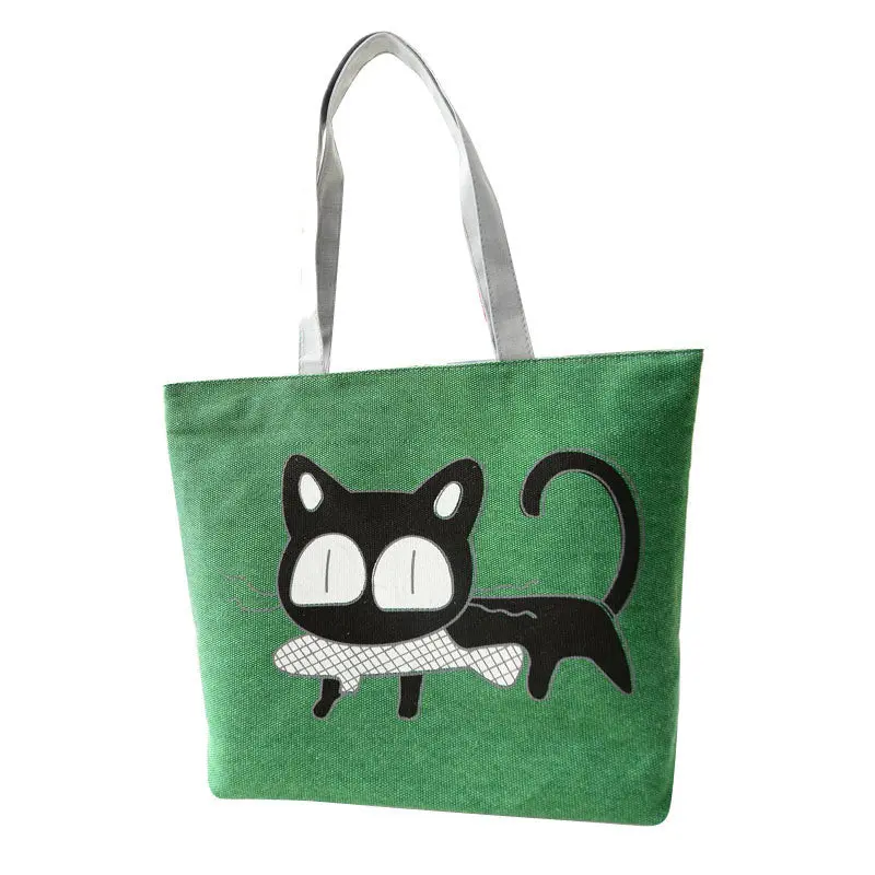 Forward Trend American Apparel Cat Fish Printed Shoulder Bag Canvas Messenger Shopping Bags 1