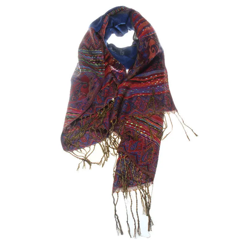 Forward Trendy Bohemia Print Tassels Shawl Over Long Shawl 1