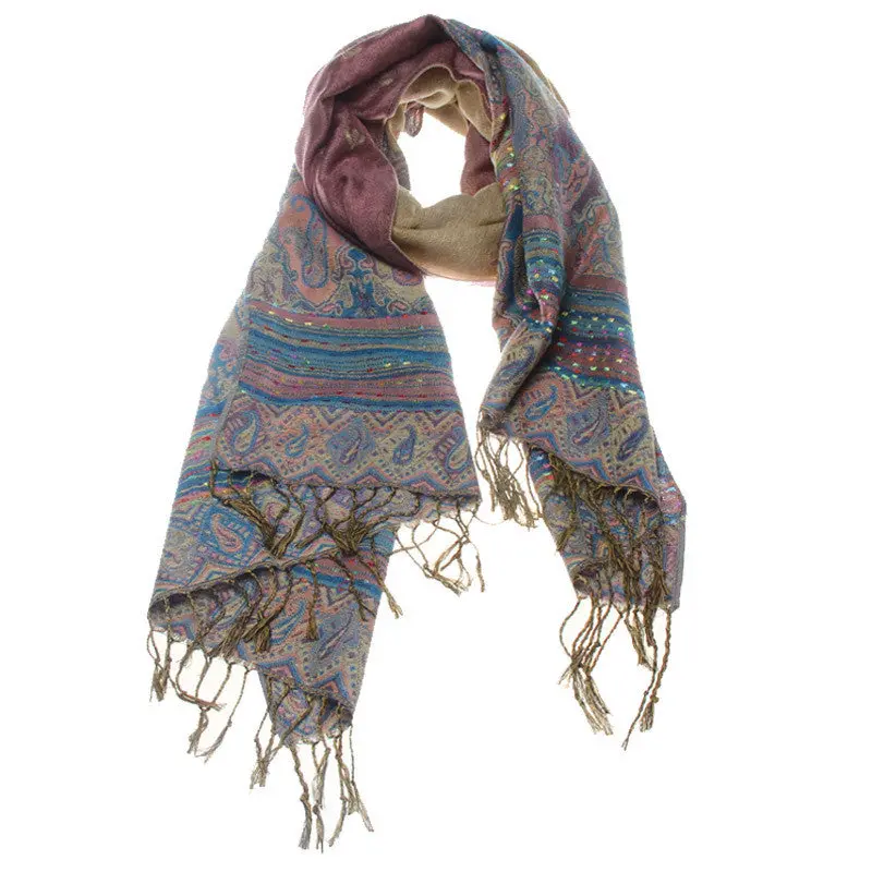 Forward Trendy Bohemia Print Tassels Shawl Over Long Shawl 2