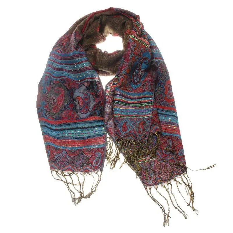 Forward Trendy Bohemia Print Tassels Shawl Over Long Shawl 3