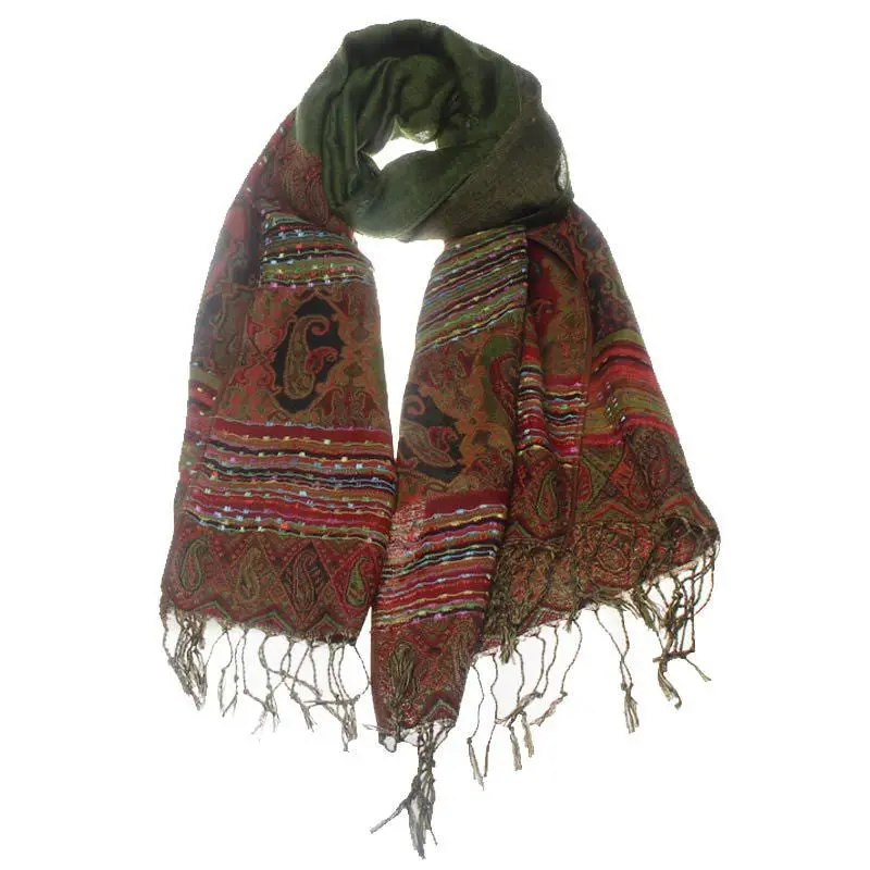 Forward Trendy Bohemia Print Tassels Shawl Over Long Shawl 4