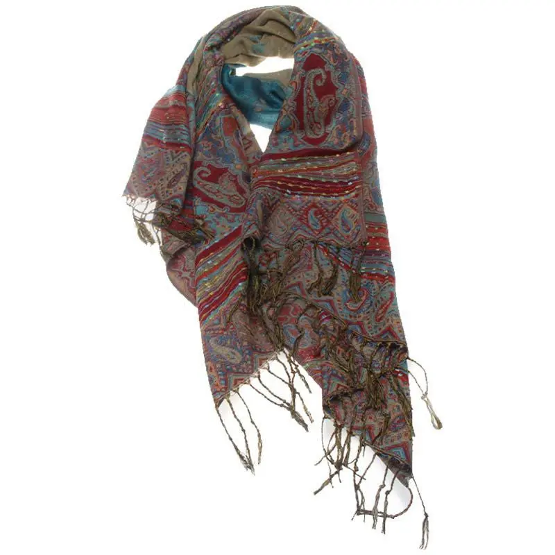 Forward Trendy Bohemia Print Tassels Shawl Over Long Shawl 6