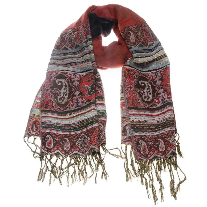 Forward Trendy Bohemia Print Tassels Shawl Over Long Shawl 8