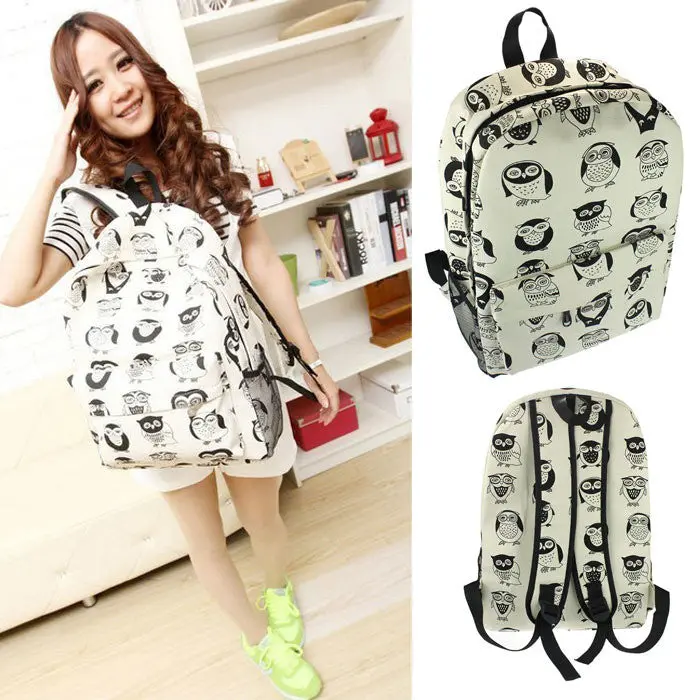 Forward Women Canvas Owl Printed Travel Oversize Satchel Shoulder Bag Backpack School Rucksack School Bags For Teenagers 1