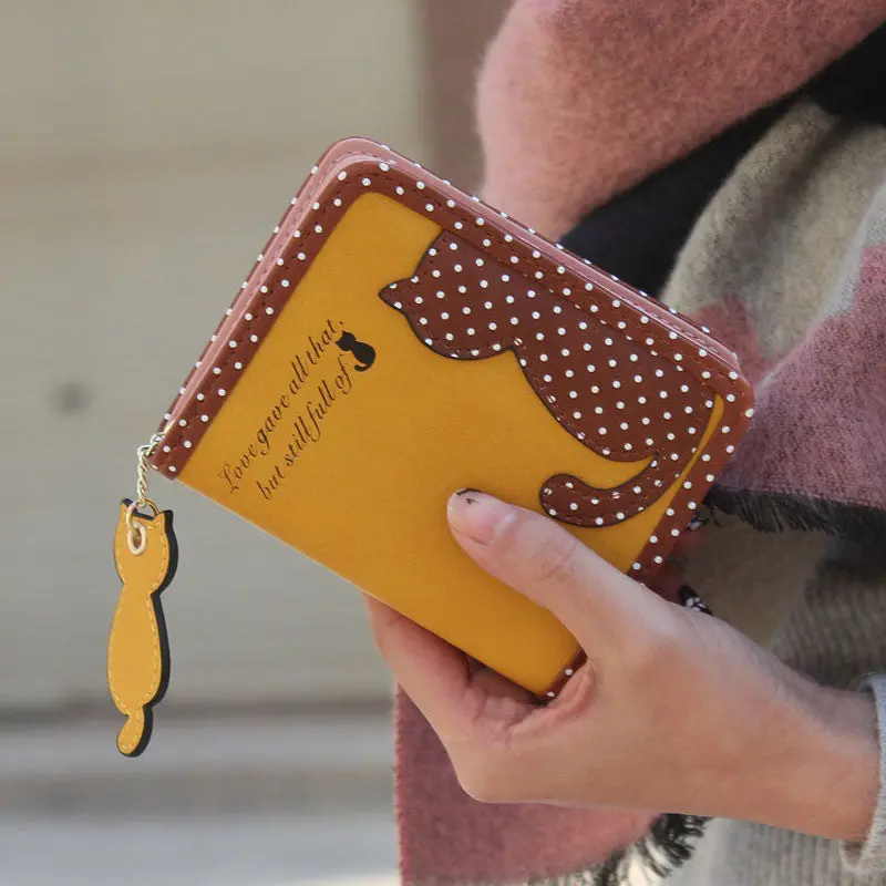 Forward Women Cat Purse Short Wallet Bags Pu Hbags Card Holder 2