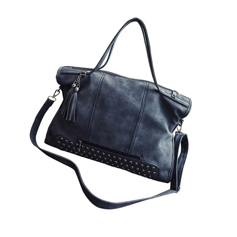 Forward Women Rivet Crossbody Tassel Bag Frosted Messenger Bag Large Capacity 1