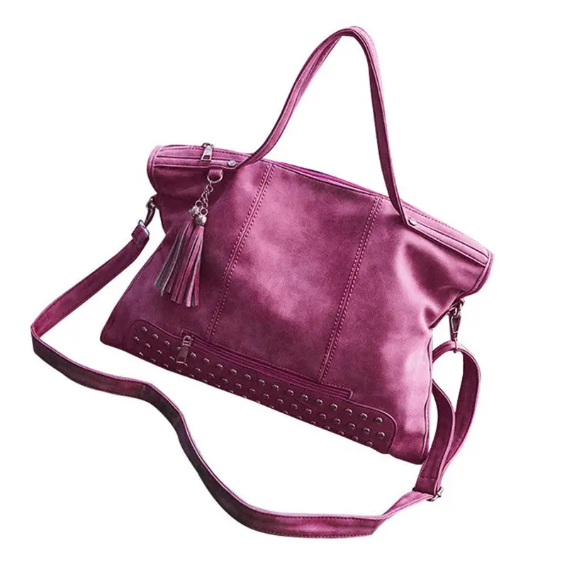 Forward Women Rivet Crossbody Tassel Bag Frosted Messenger Bag Large Capacity 4