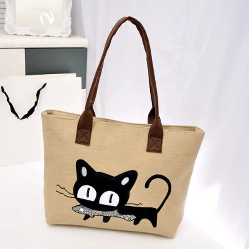 Forward Women Shoulder Bag Canvas Bag Cute Cat Bag Office Lunch Bag 1