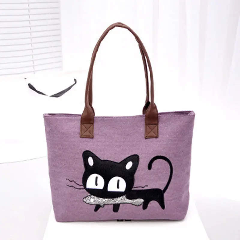Forward Women Shoulder Bag Canvas Bag Cute Cat Bag Office Lunch Bag 3