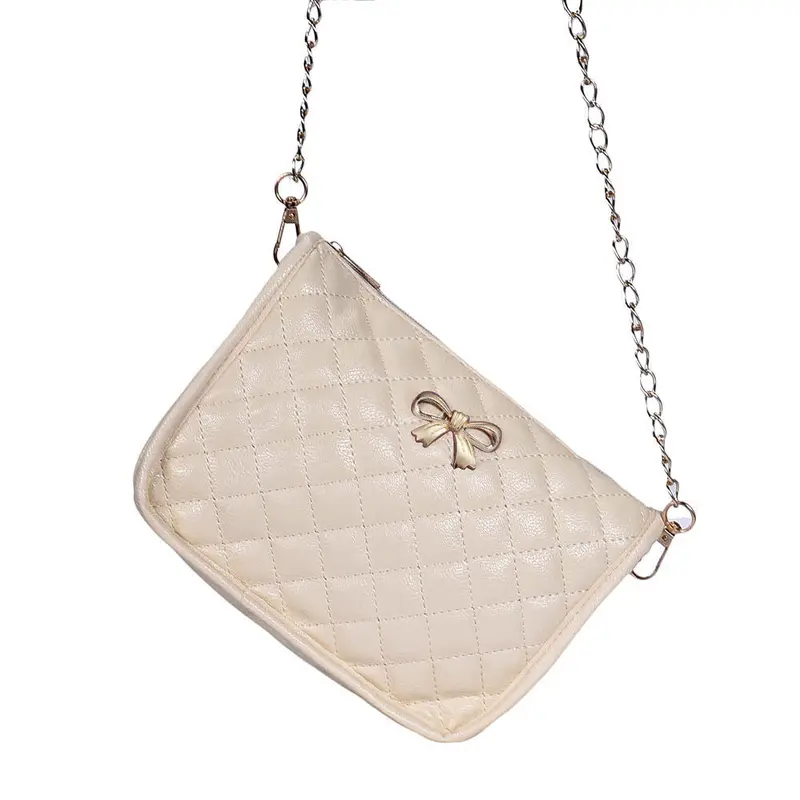 Forward Women Solid Bow Pu Leather Chains Shoulder Bags Tote Purse Leather Messenger Hobo Bag 1