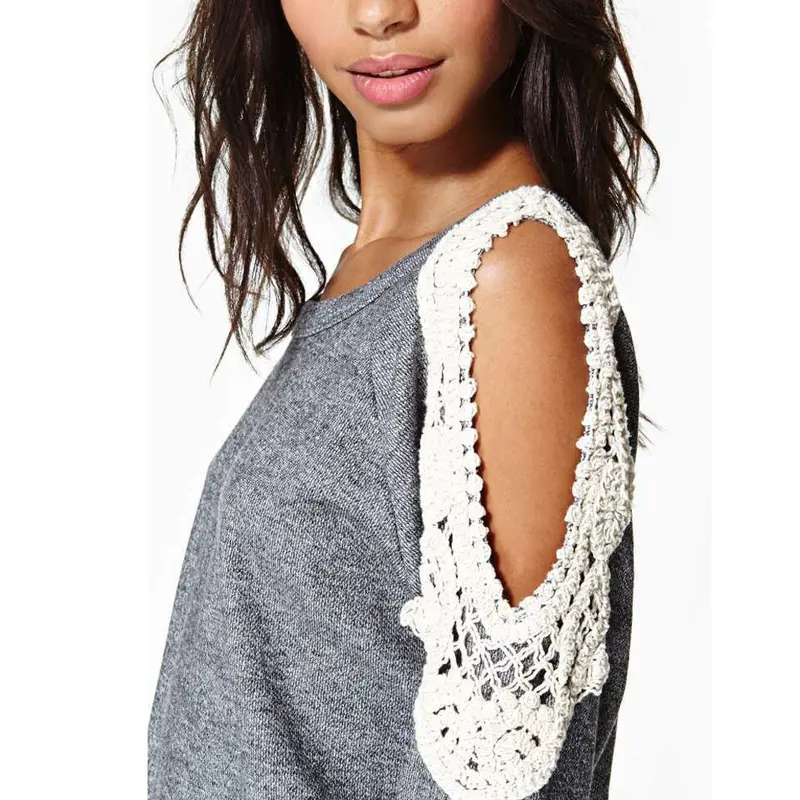 Forward Womens Sexy Lace Splice Long Sleeve Shirt Tops 2