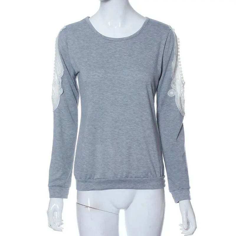 Forward Womens Sexy Lace Splice Long Sleeve Shirt Tops 3